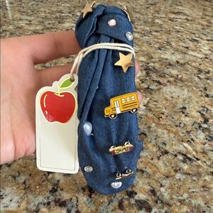 Teacher Denim Headband from Target with School Bus & Star Charms